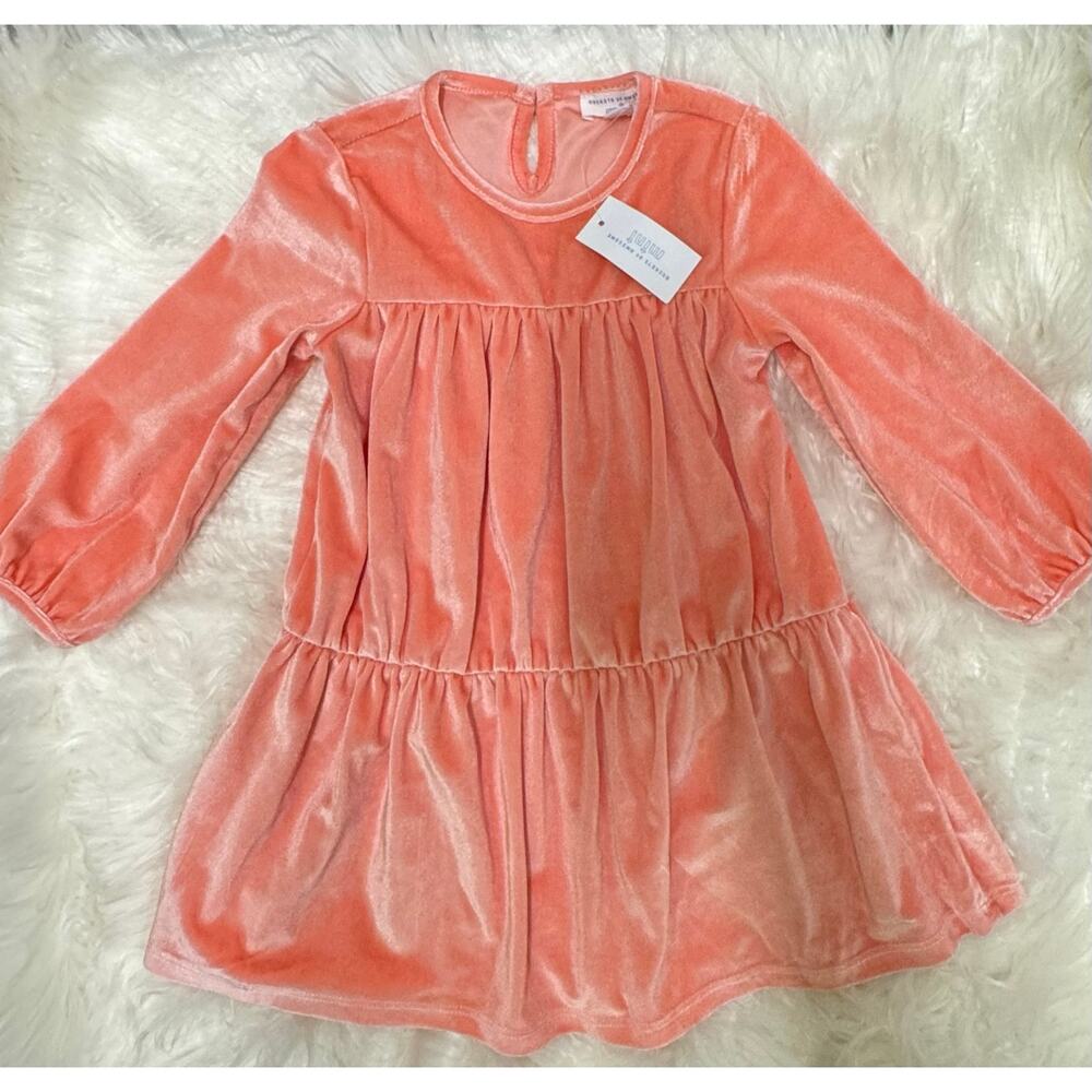 Velour Tiered Dress Rockets of Awesome Pink Toddler Sz 18-24 Mos Easter